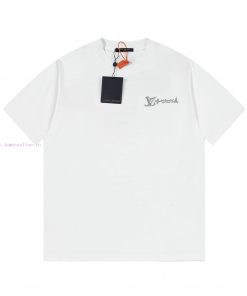 LV Louis Embroidered New Short Sleeves Made Of High Quality Nylon Smooth Pure Cotton Washed Fab eye46ss1