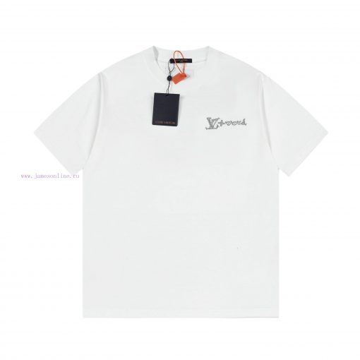 LV Louis Embroidered New Short Sleeves Made Of High Quality Nylon Smooth Pure Cotton Washed Fab eye46ss1