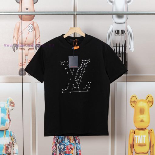 LV Louis Embroidered New Short Sleeves Made Of High Quality Nylon Smooth Pure Cotton Washed Fab 0omb4v4s - Image 2
