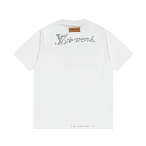 LV Louis Embroidered New Short Sleeves Made Of High Quality Nylon Smooth Pure Cotton Washed Fab eye46ss1 - Image 3
