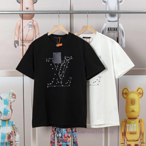 LV Louis Embroidered New Short Sleeves Made Of High Quality Nylon Smooth Pure Cotton Washed Fab 0omb4v4s - Image 6