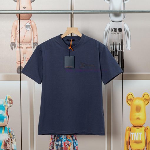 LV Louis Embroidered New Short Sleeves Made Of High Quality Nylon Smooth Pure Cotton Washed Fab tq53ofcp - Image 2