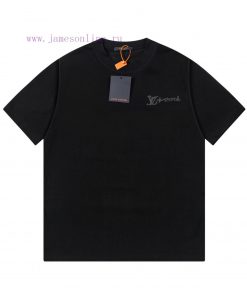 LV Louis Embroidered New Short Sleeves Made Of High Quality Nylon Smooth Pure Cotton Washed Fab qfp9c7bj