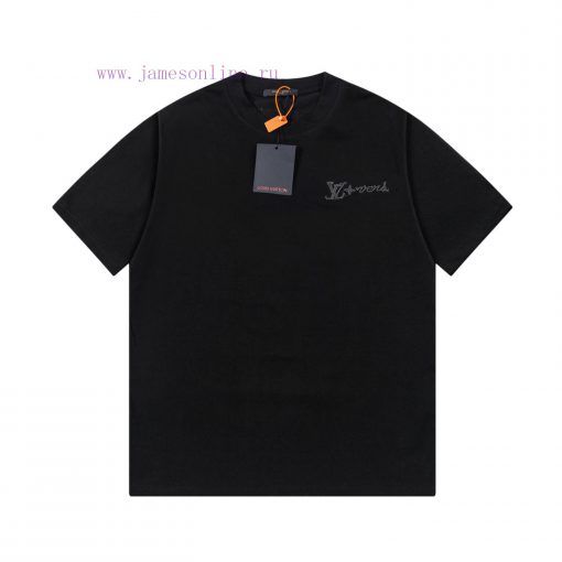 LV Louis Embroidered New Short Sleeves Made Of High Quality Nylon Smooth Pure Cotton Washed Fab qfp9c7bj