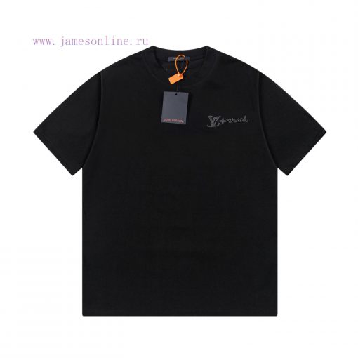 LV Louis Embroidered New Short Sleeves Made Of High Quality Nylon Smooth Pure Cotton Washed Fab qfp9c7bj - Image 2