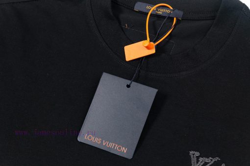 LV Louis Embroidered New Short Sleeves Made Of High Quality Nylon Smooth Pure Cotton Washed Fab qfp9c7bj - Image 5