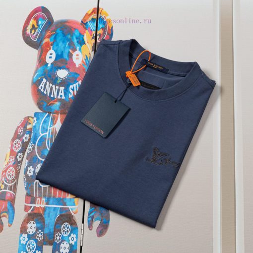 LV Louis Embroidered New Short Sleeves Made Of High Quality Nylon Smooth Pure Cotton Washed Fab ep7qbkx3 - Image 5