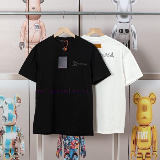 LV Louis Embroidered New Short Sleeves Made Of High Quality Nylon Smooth Pure Cotton Washed Fab ep7qbkx3 - Image 6