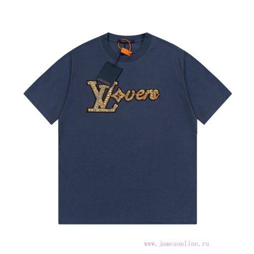 LV Louis Early Spring Bead Embroidered New Short Sleeve T-shirt Made Of High-quality Nylon And xfkach05