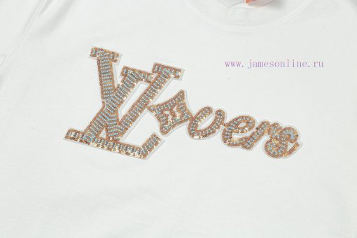 LV Louis Early Spring Bead Embroidered New Short Sleeve T-shirt Made Of High-quality Nylon And 2hhti3er - Image 5