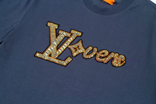 LV Louis Early Spring Bead Embroidered New Short Sleeve T-shirt Made Of High-quality Nylon And xfkach05 - Image 5