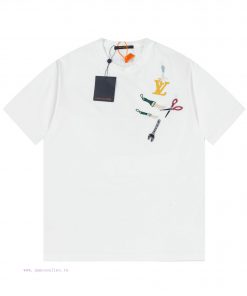 LV Louis Early Spring Tool Pattern Embroidered New Short Sleeve T-shirt Made Of High Quality Sm imrs5beo