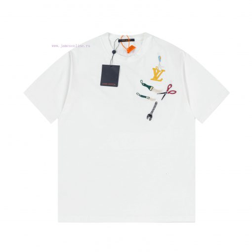 LV Louis Early Spring Tool Pattern Embroidered New Short Sleeve T-shirt Made Of High Quality Sm imrs5beo - Image 2