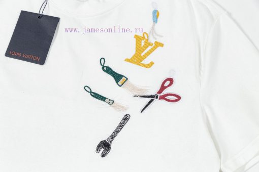 LV Louis Early Spring Tool Pattern Embroidered New Short Sleeve T-shirt Made Of High Quality Sm imrs5beo - Image 5