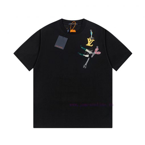 LV Louis Early Spring Tool Pattern Embroidered New Short Sleeve T-shirt Made Of High Quality Sm k5g0n5i4 - Image 2