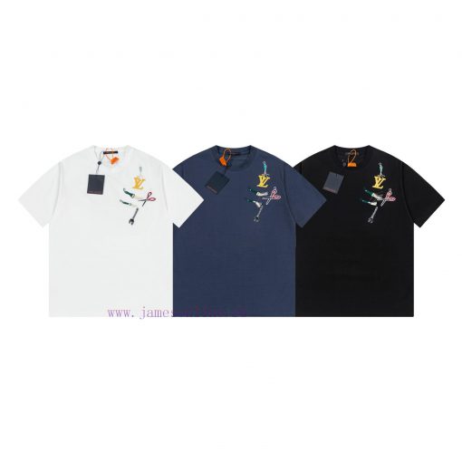 LV Louis Early Spring Tool Pattern Embroidered New Short Sleeve T-shirt Made Of High Quality Sm k5g0n5i4 - Image 4