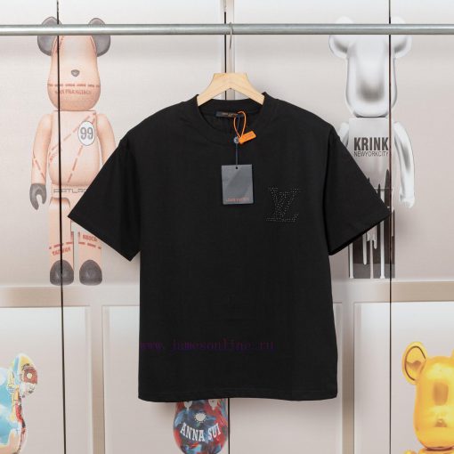 LV Lulu's Early Spring Pearl Jacquard Pressed Bead New Short Sleeved T-shirt Made Of High-quali ff4o4av6
