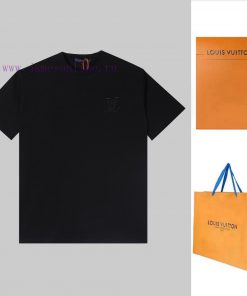LV Donkey Home's New Embroidered Short Sleeved Shirt High-quality Heavy-duty Double Yarn 280g 3 anwholbg