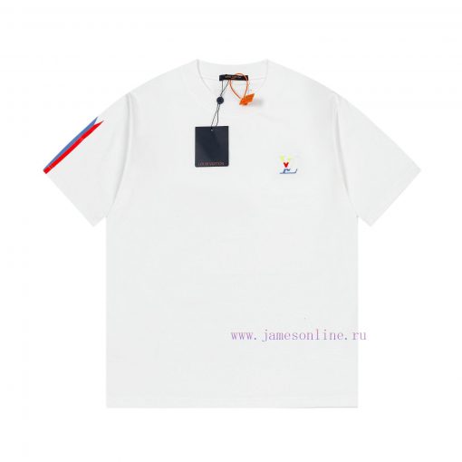 LV Luyi Donkey's Early Spring Embossed Jacquard And Pressed Color Strip New Short Sleeved T-shi bl4u11i9