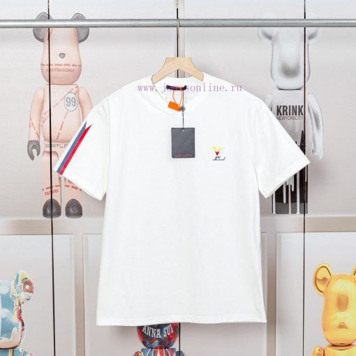 LV Luyi Donkey's Early Spring Embossed Jacquard And Pressed Color Strip New Short Sleeved T-shi 7k9jjaqo