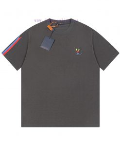 LV Luyi Donkey's Early Spring Embossed Jacquard And Pressed Color Strip New Short Sleeved T-shi miuxomkz