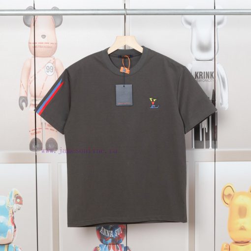 LV Luyi Donkey's Early Spring Embossed Jacquard And Pressed Color Strip New Short Sleeved T-shi i9ygx7ct