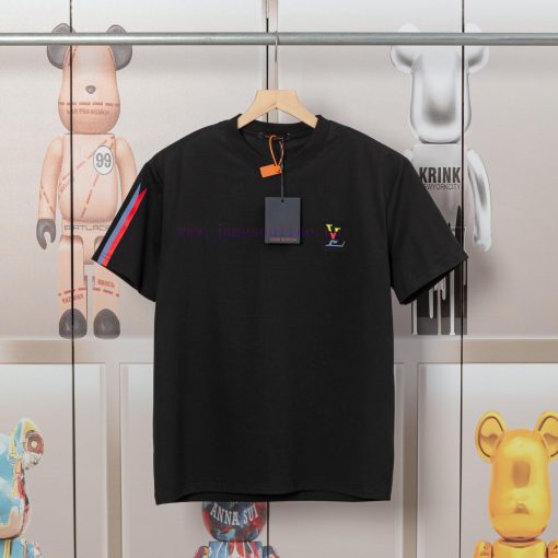 LV Luyi Donkey's Early Spring Embossed Jacquard And Pressed Color Strip New Short Sleeved T-shi k4s1tv05