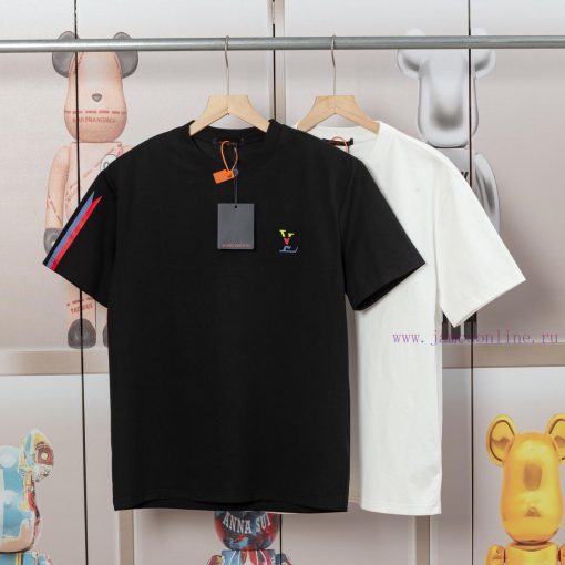 LV Luyi Donkey's Early Spring Embossed Jacquard And Pressed Color Strip New Short Sleeved T-shi k4s1tv05 - Image 5
