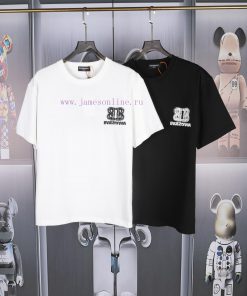 BAL Paris Logo Embroidered Logo Short Sleeved Shirt High Quality Heavy-duty Double Yarn 280g 32 kfpsasas