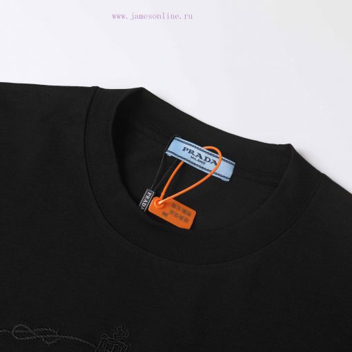 PRADA's New Embroidered Short Sleeves High Quality Double Pound Yarn 280g 32 Count Smooth Pure dbcdjz19 - Image 5