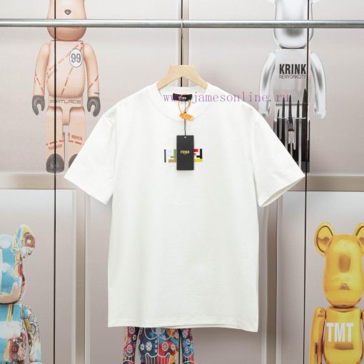 FENDI Spring/Summer New Embroidered Casual Short Sleeves Detail Original Mold Opening Synchroni eqfv62qy