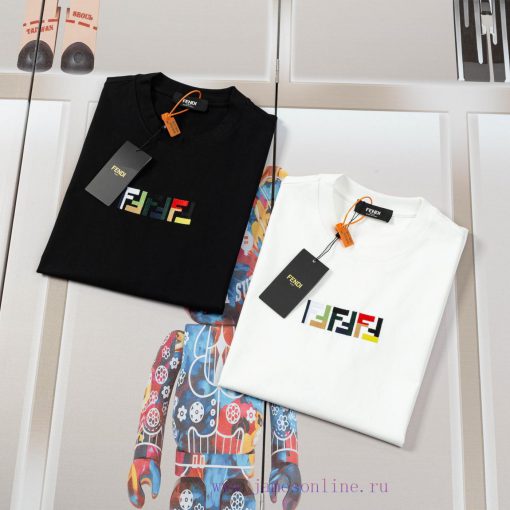 FENDI Spring/Summer New Embroidered Casual Short Sleeves Detail Original Mold Opening Synchroni eqfv62qy - Image 5