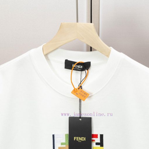 FENDI Spring/Summer New Embroidered Casual Short Sleeves Detail Original Mold Opening Synchroni eqfv62qy - Image 6