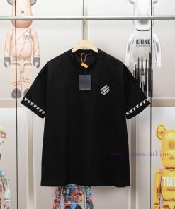 LV Louis Embroidered New Short Sleeves High Quality Nylon Smooth Pure Cotton Washed Fabric Fron tv1mnee2