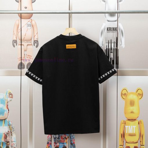 LV Louis Embroidered New Short Sleeves High Quality Nylon Smooth Pure Cotton Washed Fabric Fron tv1mnee2 - Image 3