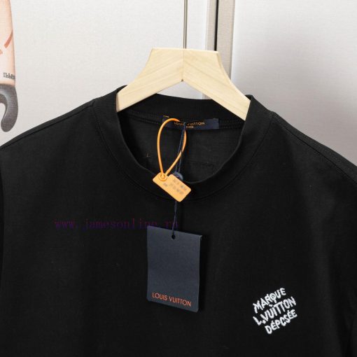 LV Louis Embroidered New Short Sleeves High Quality Nylon Smooth Pure Cotton Washed Fabric Fron tv1mnee2 - Image 6