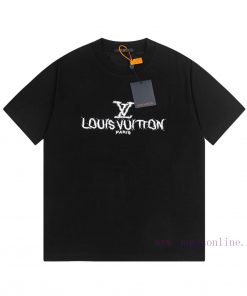LV Louis Embroidered New Short Sleeves Made Of High Quality Nylon Smooth Pure Cotton Washed Fab w3jza2kq