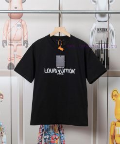 LV Louis Embroidered New Short Sleeves Made Of High Quality Nylon Smooth Pure Cotton Washed Fab b4aykohz