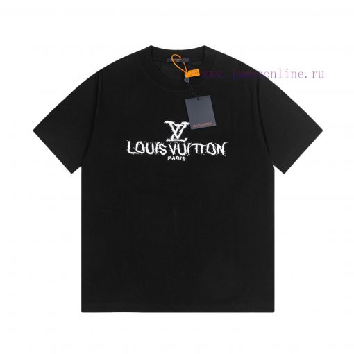 LV Louis Embroidered New Short Sleeves Made Of High Quality Nylon Smooth Pure Cotton Washed Fab w3jza2kq - Image 2