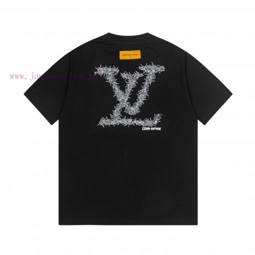 LV Louis Embroidered New Short Sleeves Made Of High Quality Nylon Smooth Pure Cotton Washed Fab w3jza2kq - Image 3