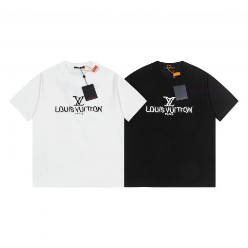 LV Louis Embroidered New Short Sleeves Made Of High Quality Nylon Smooth Pure Cotton Washed Fab w3jza2kq - Image 4