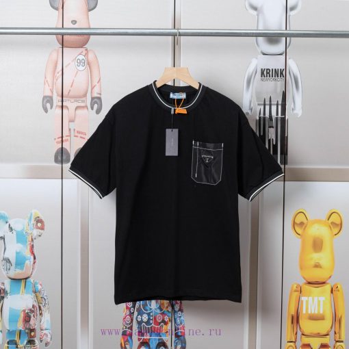 PRADA Triangle Logo Line Pocket Short Sleeved Shirt High Quality Pure Cotton With A Washable Fe 9qu4dv98 - Image 2