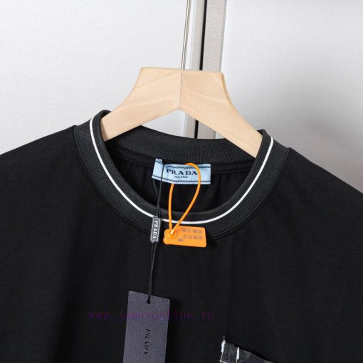 PRADA Triangle Logo Line Pocket Short Sleeved Shirt High Quality Pure Cotton With A Washable Fe 9qu4dv98 - Image 6