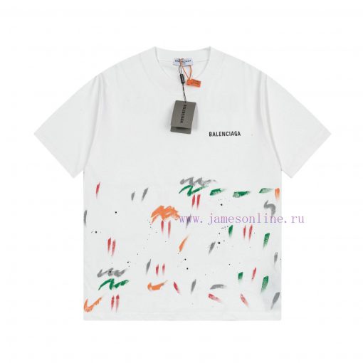 Balenciaga Balenciaga Handmade Graffiti And Hand-painted Short Sleeved Patterns Are Printed Han fhhdjpqi - Image 2