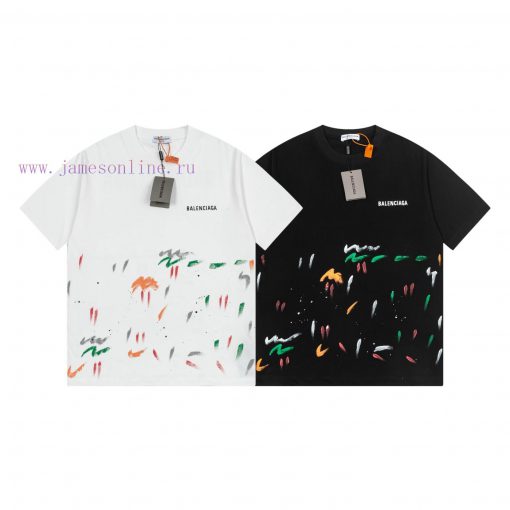 Balenciaga Balenciaga Handmade Graffiti And Hand-painted Short Sleeved Patterns Are Printed Han dw0ispk8 - Image 4