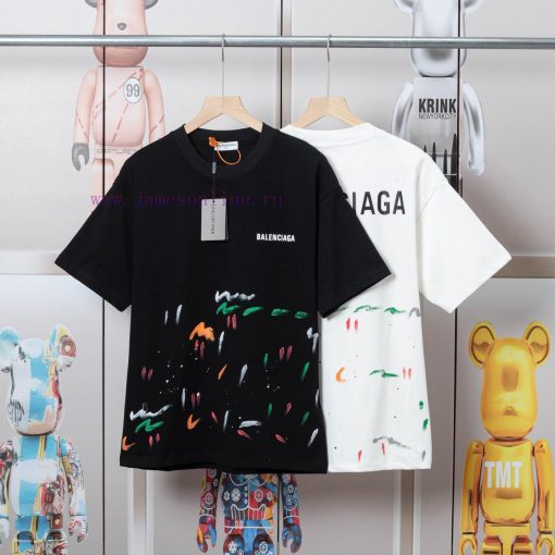 Balenciaga Balenciaga Handmade Graffiti And Hand-painted Short Sleeved Patterns Are Printed Han l4h8dy4d - Image 4