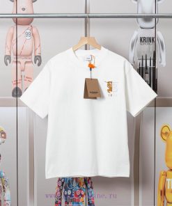 Burberry Logo Embroidered Logo Short Sleeved T-shirt Original Mold High-quality Pure Cotton Wit v7zzx3tm
