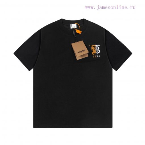 Burberry Logo Embroidered Logo Short Sleeved T-shirt Original Mold High-quality Pure Cotton Wit 941mg5xy