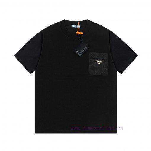 Prada Prada Spring And Summer Chest Pocket Short Sleeved T-shirt Available For Customized Prada j9qxsugk - Image 2