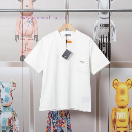 Prada Prada Spring And Summer Chest Pocket Short Sleeved T-shirt Available For Customized Prada 8npbft69 - Image 2